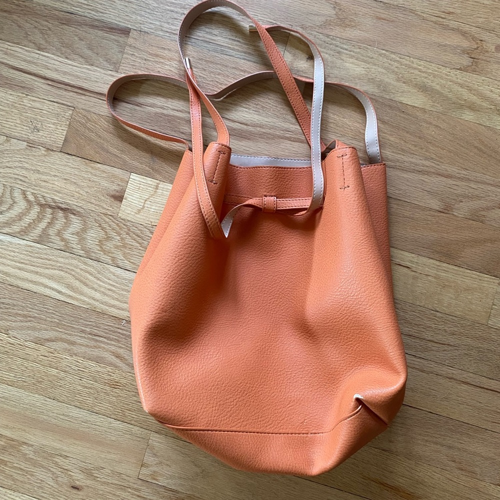 Orange Cinched Tote Bag